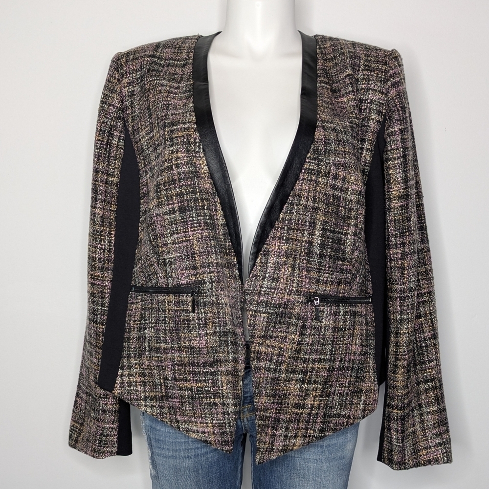 Lane Bryant Black Pink Orange Woven V Neck Professional Blazer Jacket 26